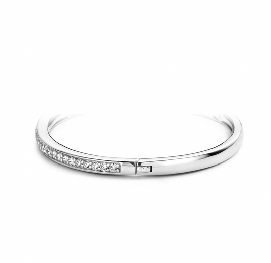 Sterling Silver Bangle set with Cubic Zirconia Stones, view 4
