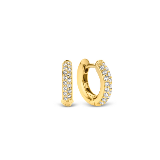 Gold Plated with Stones Small Hoop Earrings