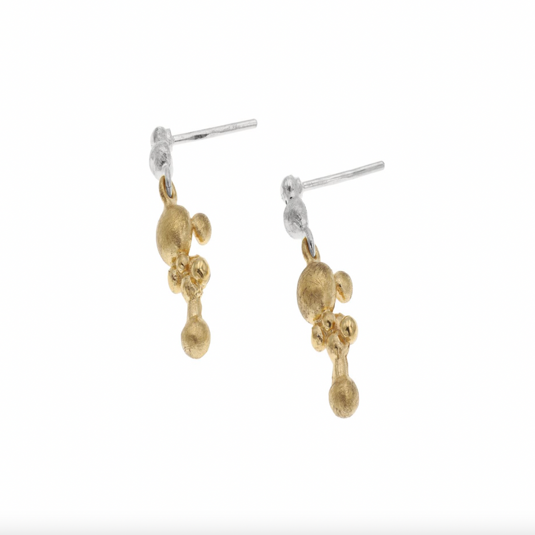 Sterling Silver and Gold Plated vermeil Drop bubble earrings
