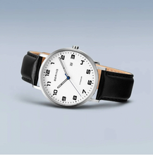 Load image into Gallery viewer, Titanium Brushed Silver Bering Men's Watch with Leather Strap
