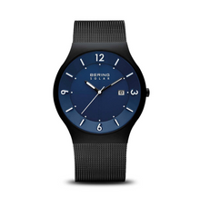 Load image into Gallery viewer, Solar Brushed Black and Sapphire Faced Men's Bering Watch

