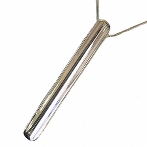 Silver grooved bar pendant with 16-18" silver chain