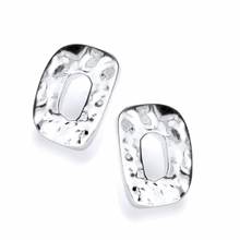Load image into Gallery viewer, Hammered Silver O Stud Earrings
