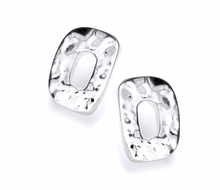 Load image into Gallery viewer, Hammered Silver O Stud Earrings
