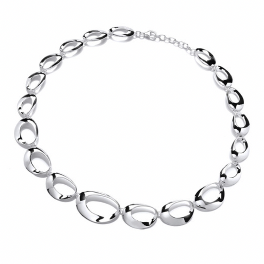Sterling Silver Tapered Oval Loops Necklace