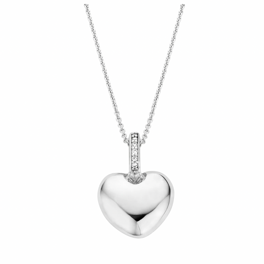 Sterling Silver Heart Shaped with Cubic Zirconia Pendant