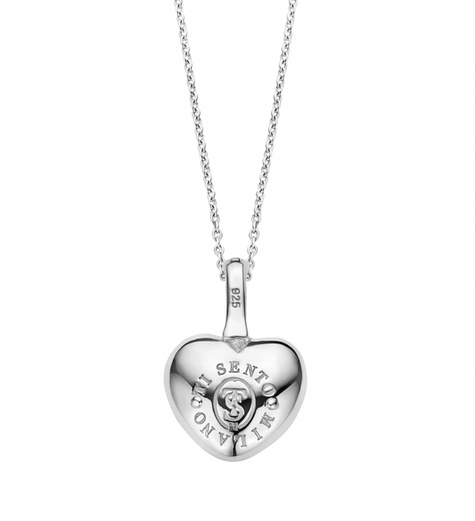 Sterling Silver Heart Shaped with Cubic Zirconia Pendant, view 2