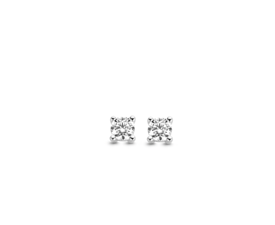 Cubic Zirconia Handset Stud Earrings 4mm, view 2