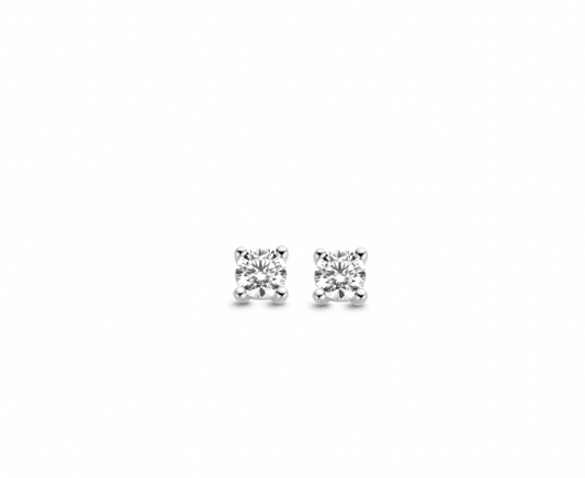 Cubic Zirconia Handset Stud Earrings 4mm, view 2
