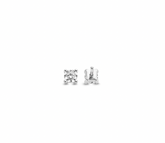 Cubic Zirconia Handset Stud Earrings 4mm, view 3