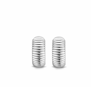 Silver Platinum Plated Tyre Effect Hoop Earrings