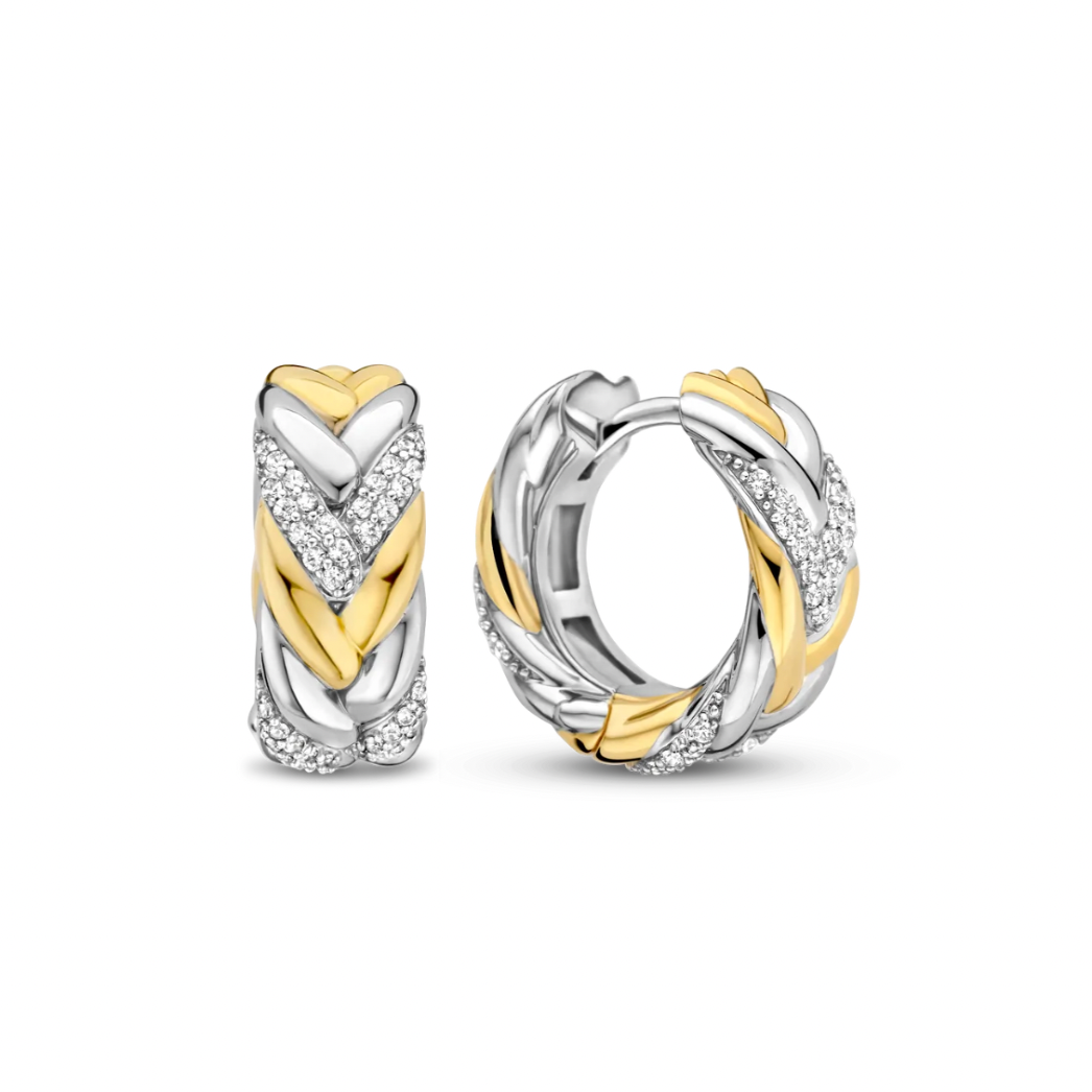 Gold Plated and Silver Intertwined Hoop Earrings