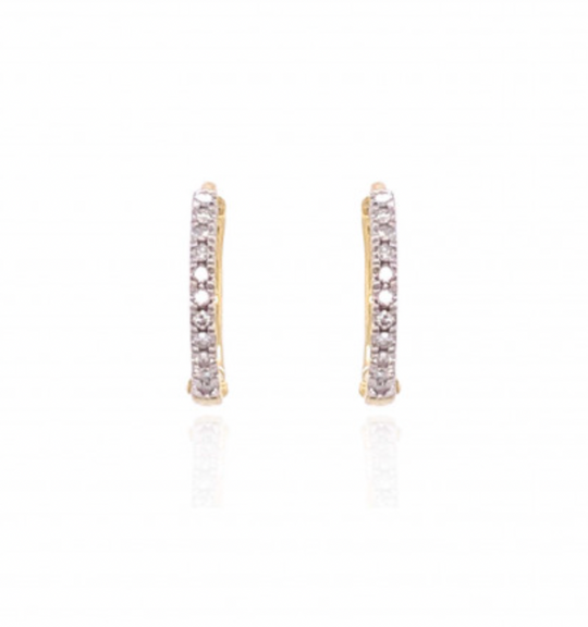 9ct White Gold & Diamond Medium Hoop Earrings, view 4