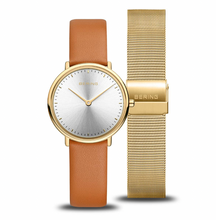 Load image into Gallery viewer, Female Ultraslim Polished Gold Interchangeable Strap Watch
