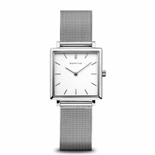 Load image into Gallery viewer, Classic Polished Silver Square Face Ladies Watch
