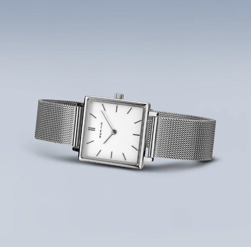 Classic Polished Silver Square Face Ladies Watch, view 2