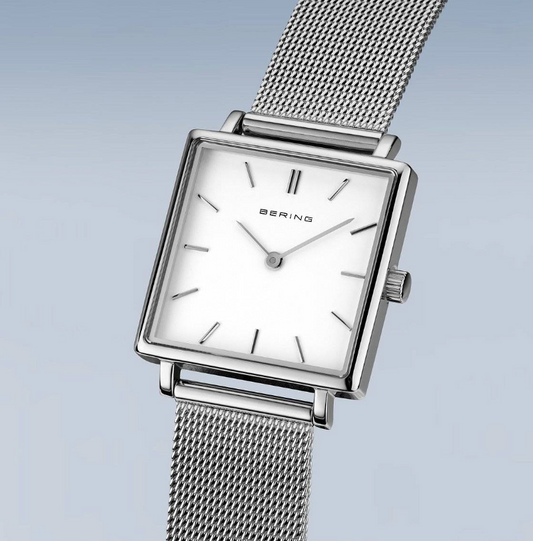 Classic Polished Silver Square Face Ladies Watch, view 3