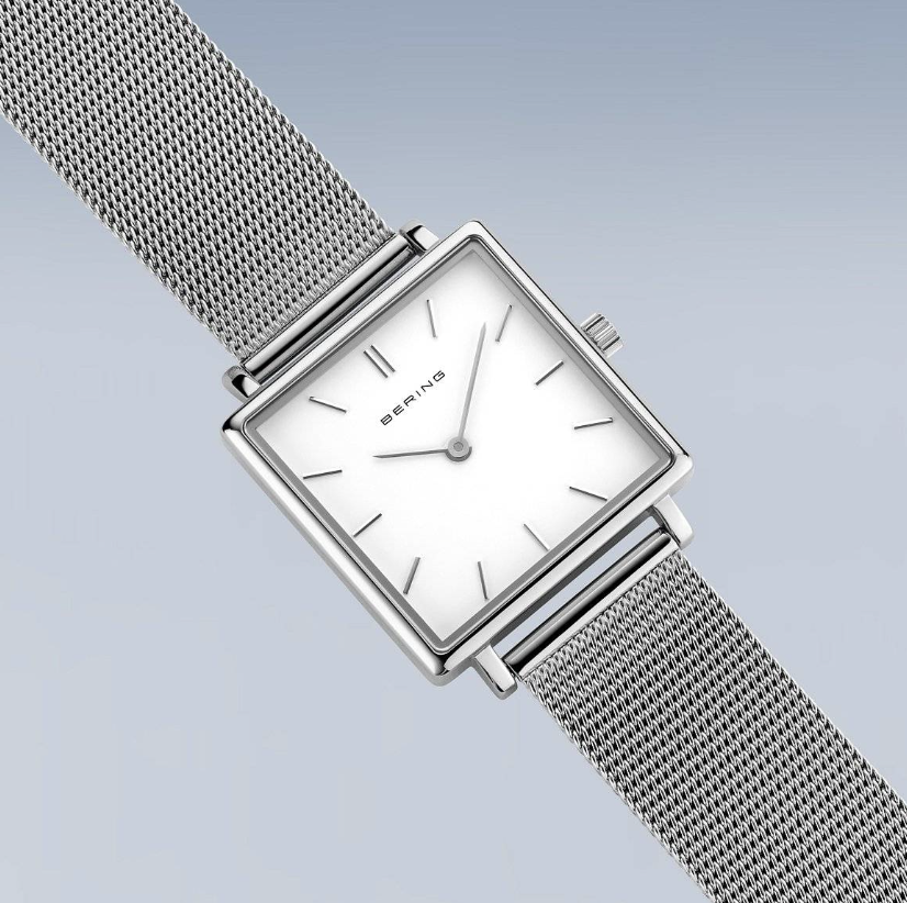 Classic Polished Silver Square Face Ladies Watch, view 4