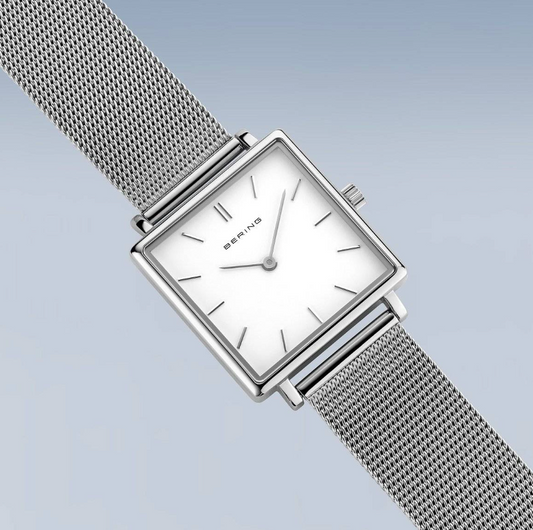 Classic Polished Silver Square Face Ladies Watch, view 4