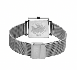 Classic Polished Silver Square Face Female Watch
