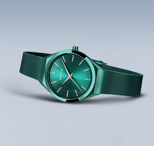 Ultra Slim Polished Green Female Bering Wristwatch
