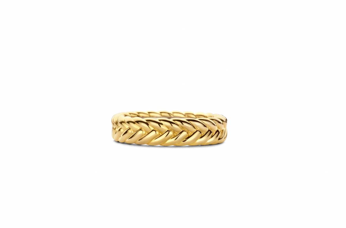 Ti Sento Gold Plated Braided Silver Ring, view 4