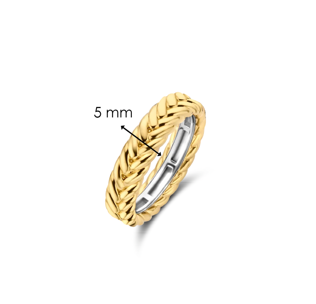 Ti Sento Gold Plated Braided Silver Ring, view 5