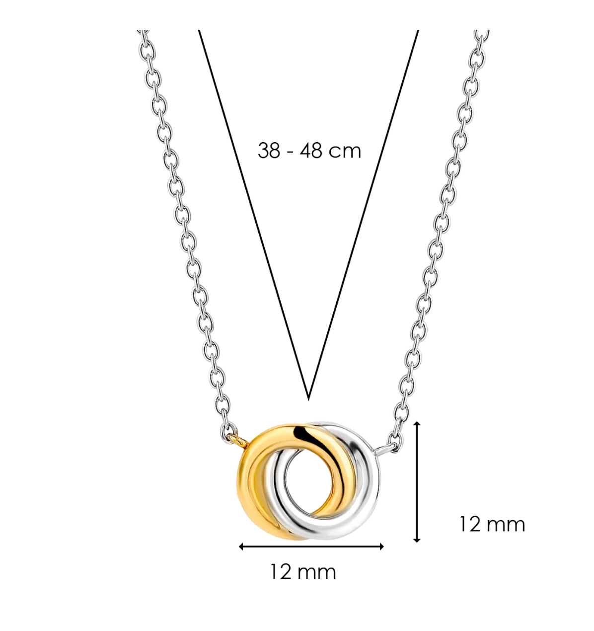 Ti Sento Two Toned Silver and Gold Plated Infinity Necklace, view 5