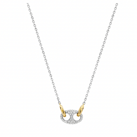 Ti Sento Silver & Cubic Zirconia 'Coffee Bean' Necklace