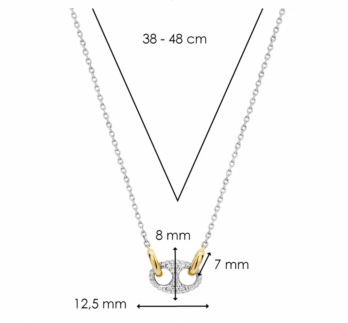 Ti Sento Silver & Cubic Zirconia 'Coffee Bean' Necklace, view 5