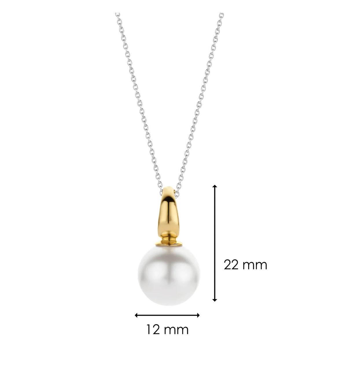Ti Sento Gold Vermeil Sterling Silver 12mm Pearl Pendant, view 5