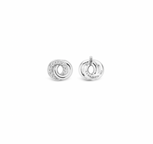 Load image into Gallery viewer, Ti Sento Infinity Shaped Silver &amp; Zirconia Stud Earrings
