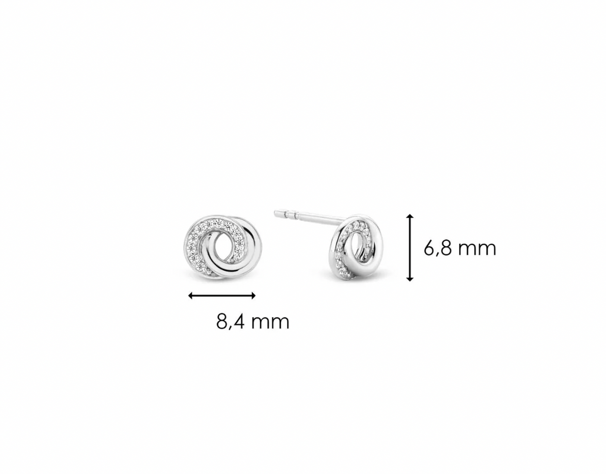 Ti Sento Infinity Shaped Silver & Zirconia Stud Earrings, view 5