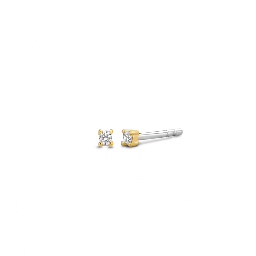 Ti Sento Zirconia Set in Gold Plated Silver Stud Earrings