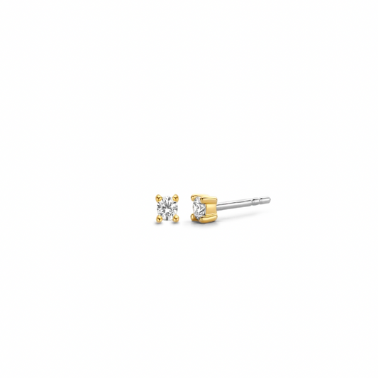 Ti Sento Medium Zirconia Set in Gold Plated Silver Stud Earrings