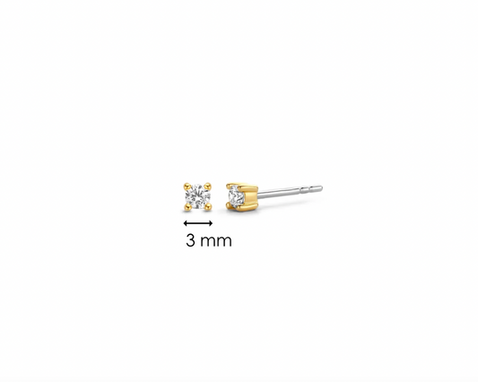 Ti Sento Medium Zirconia Set in Gold Plated Silver Stud Earrings, view 4