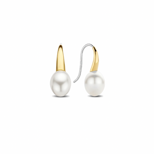 Gold Vermeil Pearl Drop Earrings (10mm) by TI SENTO