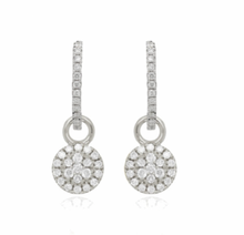 Load image into Gallery viewer, 9ct White Gold Diamond Hoop &amp; Round Diamond Drop Ear Charms
