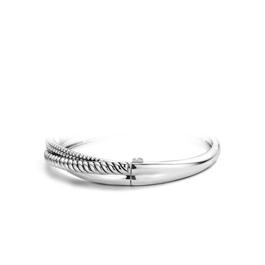 Ti Sento Sterling Silver 3 strand interlinked bangle, view 3