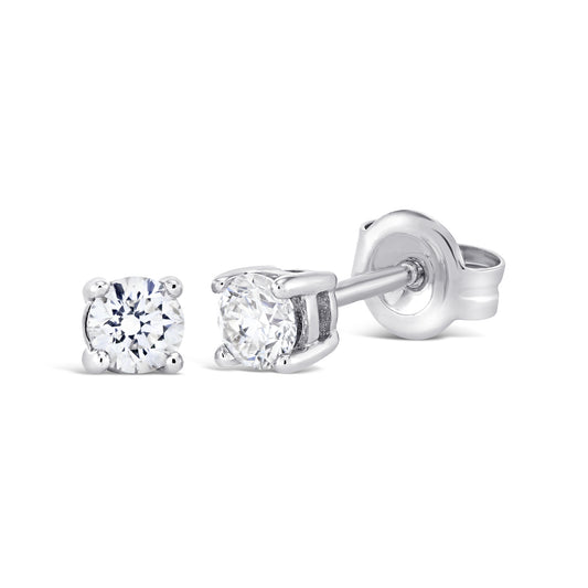 18ct White Gold Round Brilliant Cut Diamond Stud Earrings 0.33ct