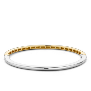 Sterling Silver and yellow gold plated sleek bangle