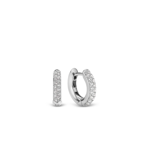 Ti Sento Silver Cubic Zirconia Huggie Hoop Earrings by TI SENTO