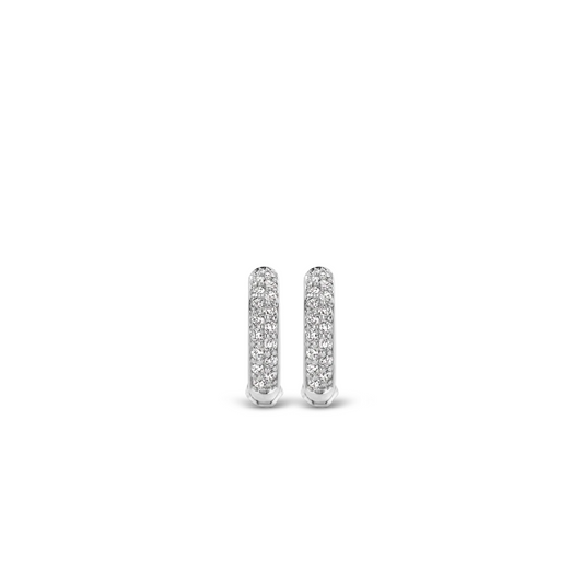 Ti Sento Silver Cubic Zirconia Huggie Hoop Earrings by TI SENTO, view 2