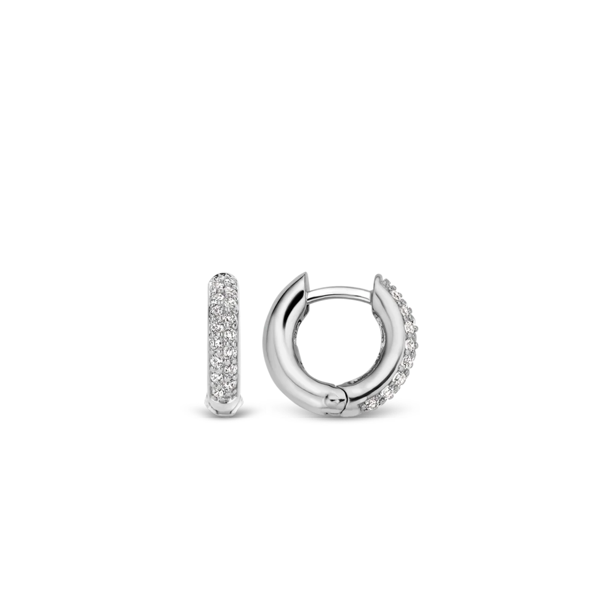 Ti Sento Silver Cubic Zirconia Huggie Hoop Earrings by TI SENTO, view 3