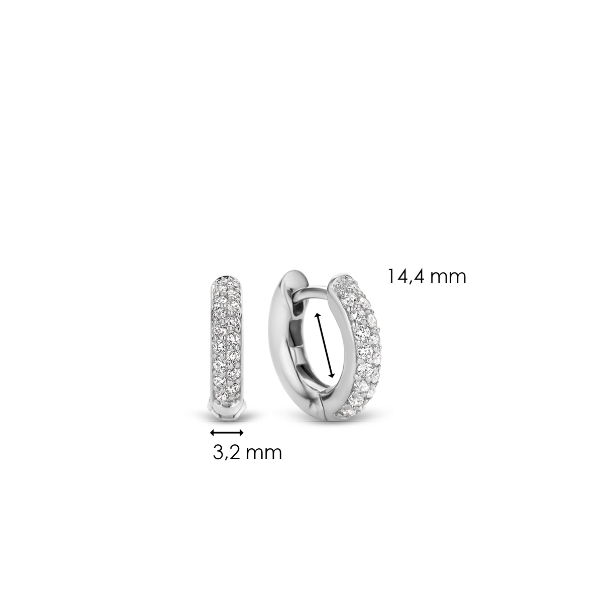 Ti Sento Silver Cubic Zirconia Huggie Hoop Earrings by TI SENTO, view 5
