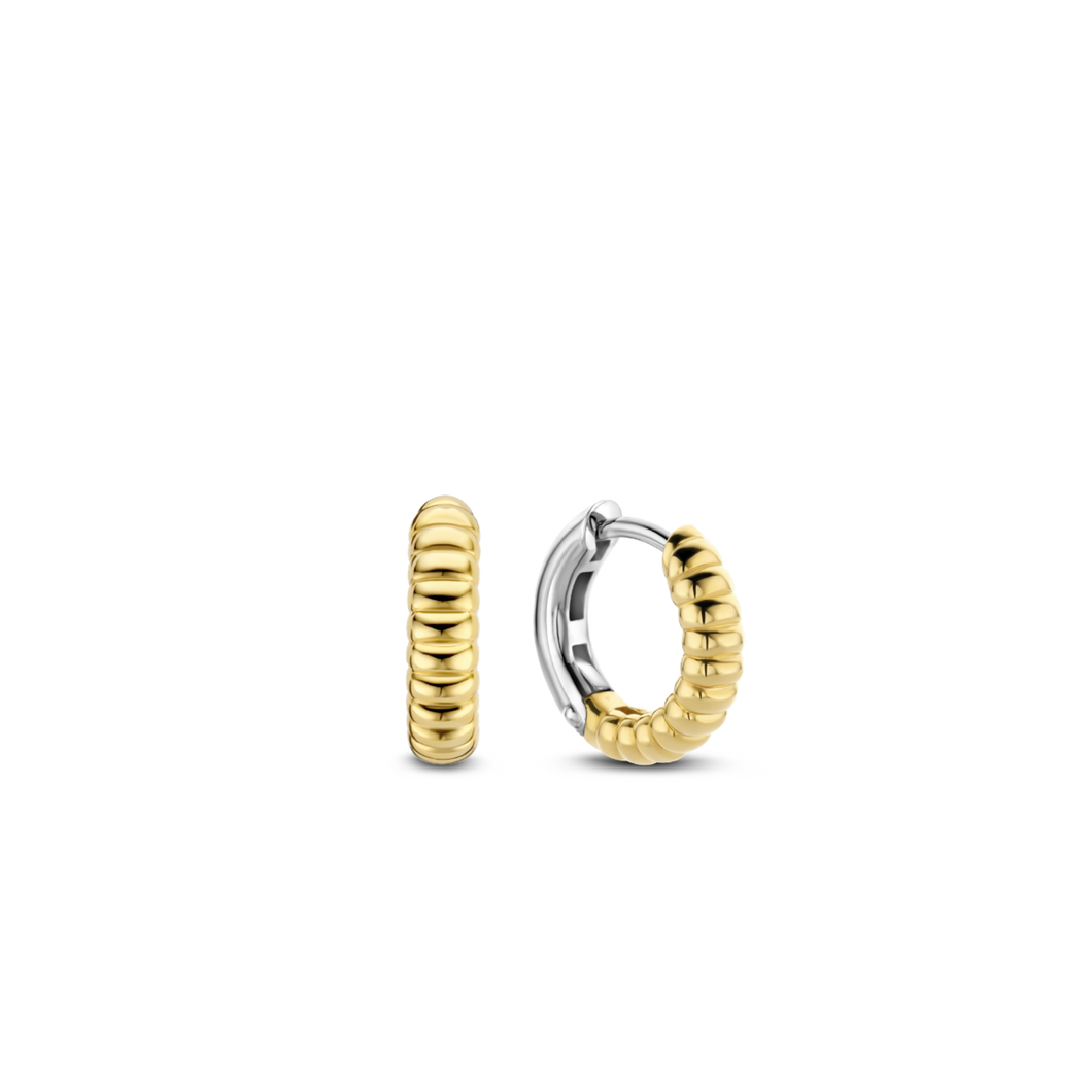 Ti Sento Sterling Silver Yellow Gold Plated Unique Hoop