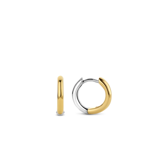 Small Silver Yellow Gold plated Hoop Earrings, view 4