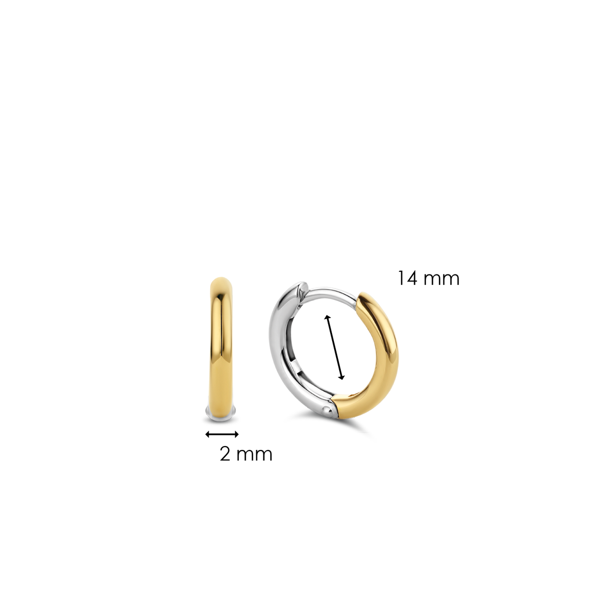 Small Silver Yellow Gold plated Hoop Earrings, view 3