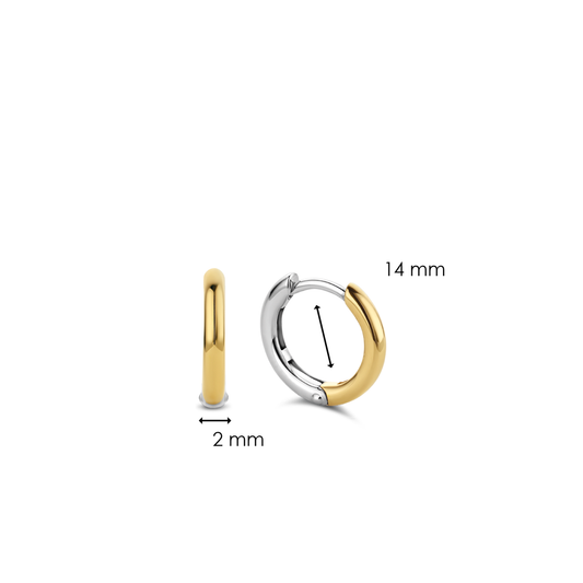 Small Silver Yellow Gold plated Hoop Earrings, view 3