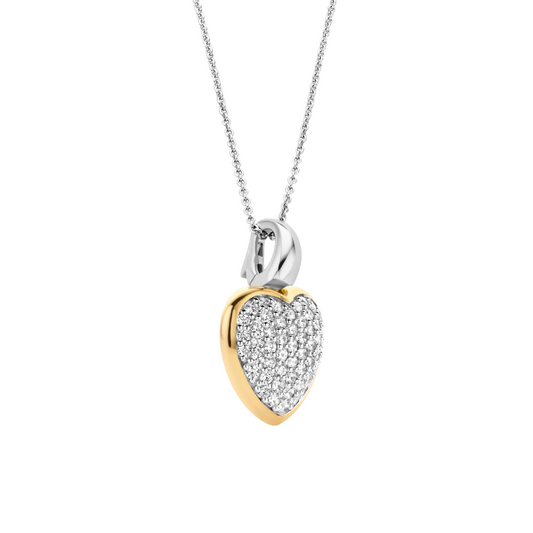 Ti Sento Silver & Vermeil Pave set Cz Heart Pendant, view 4